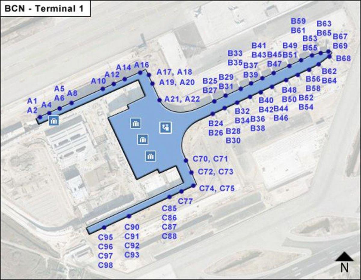 bcn letiště terminál 1 mapa