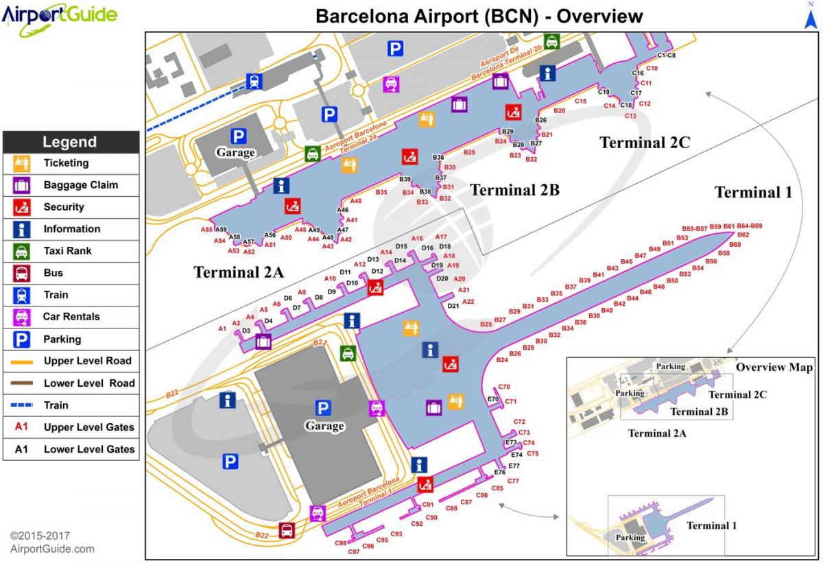 barcelona airport t2 mapě