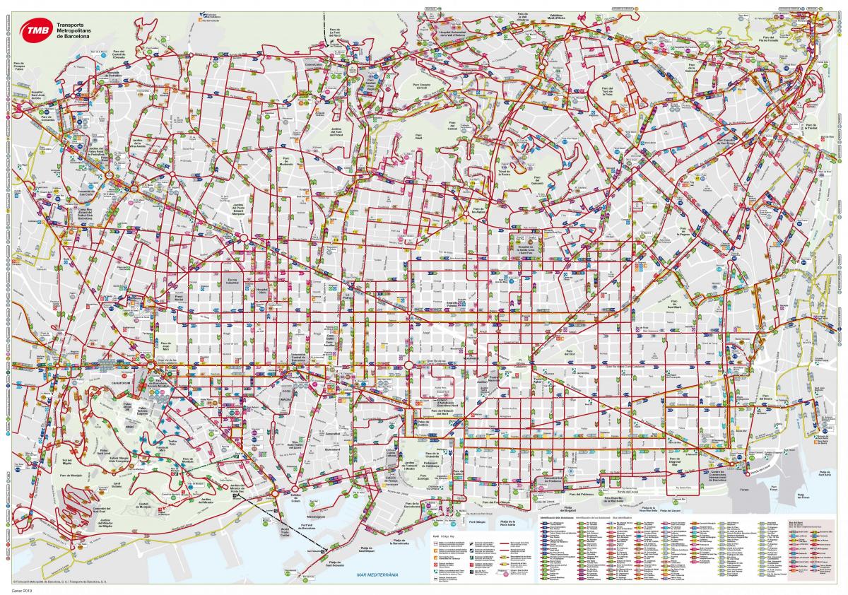 mapa barcelona autobusové linky