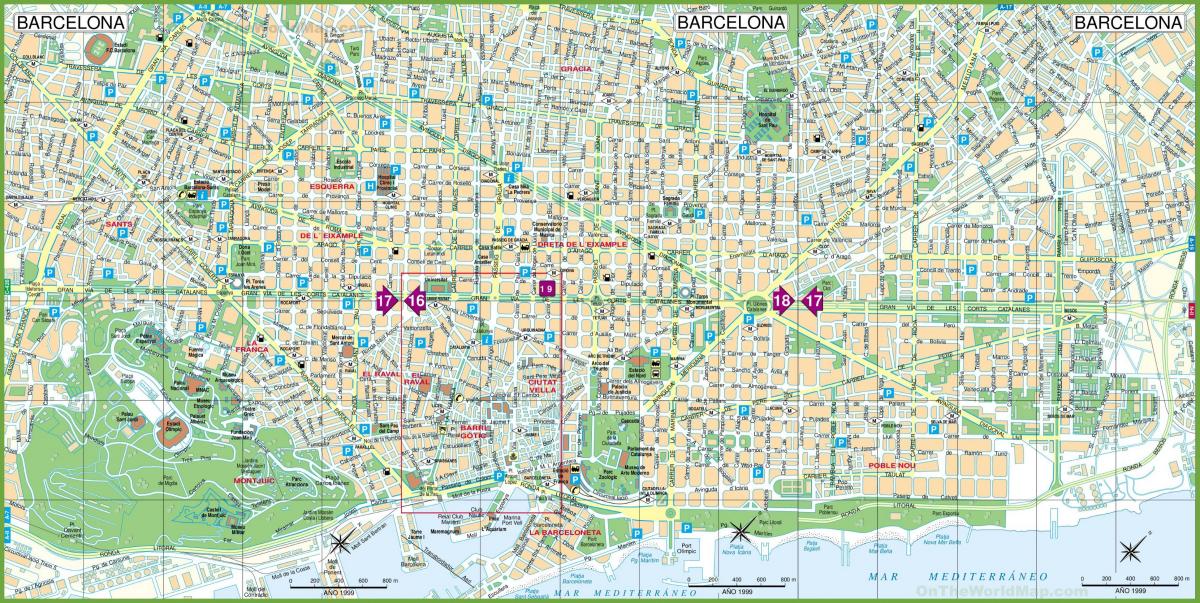 barcelona mapa města, turistické