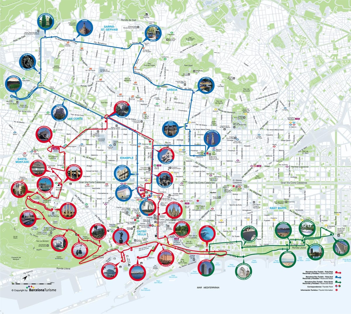 barcelona hop off bus mapa