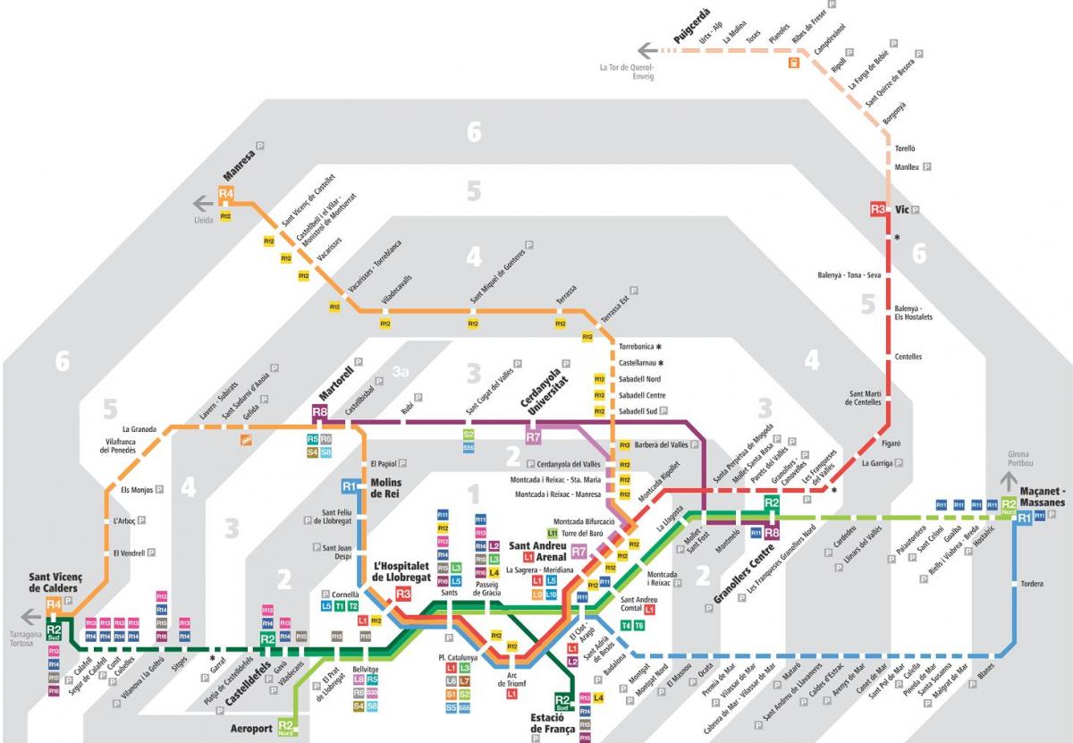 mapa metra v barceloně s pásem