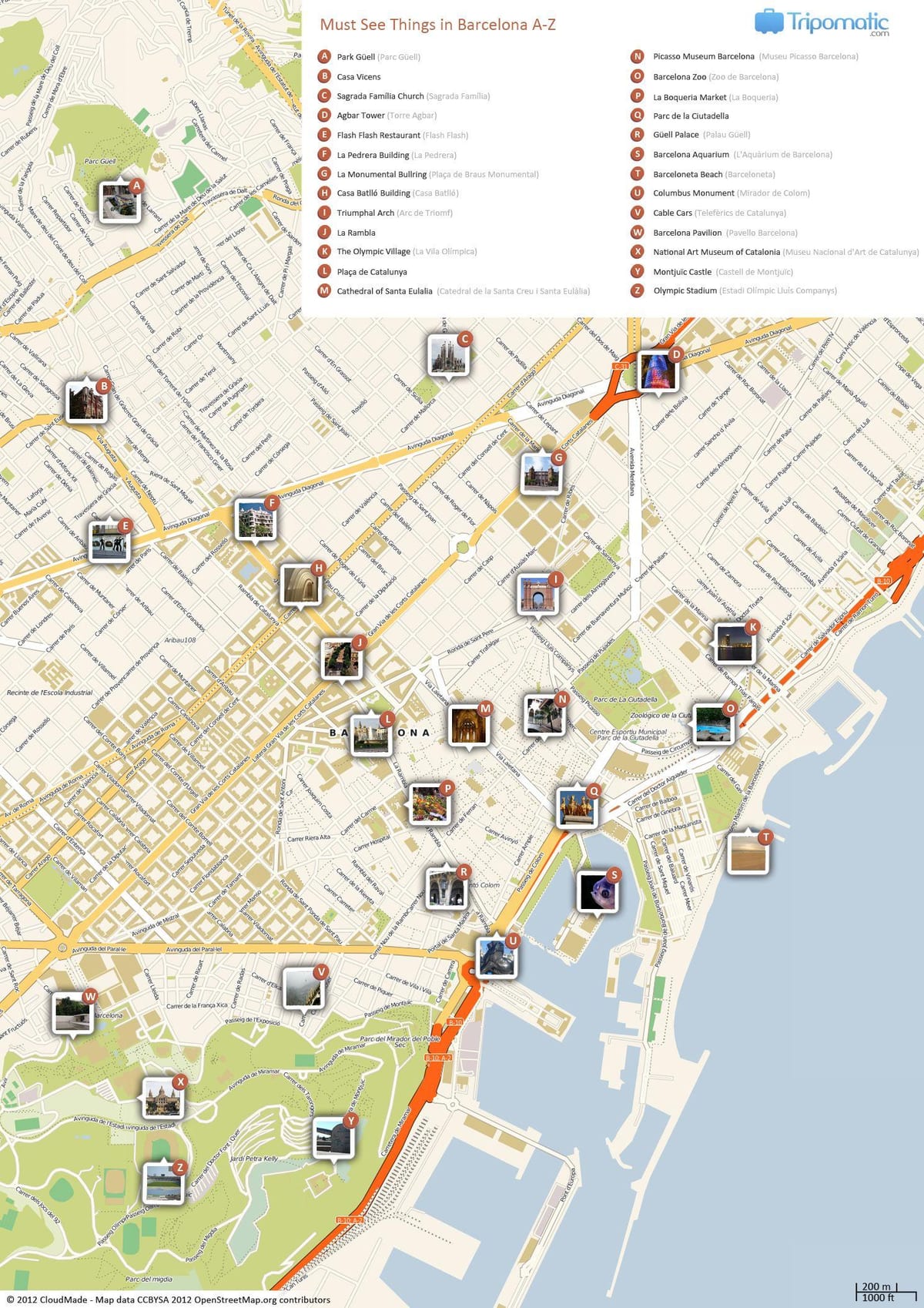 barcelona body zájmu v mapě