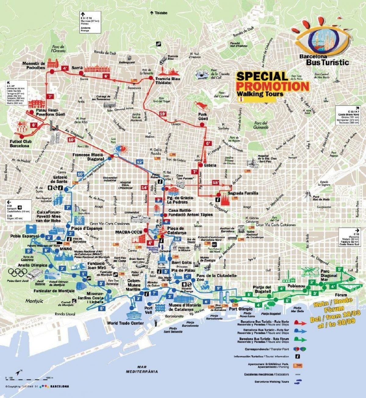 chůze barcelona mapě