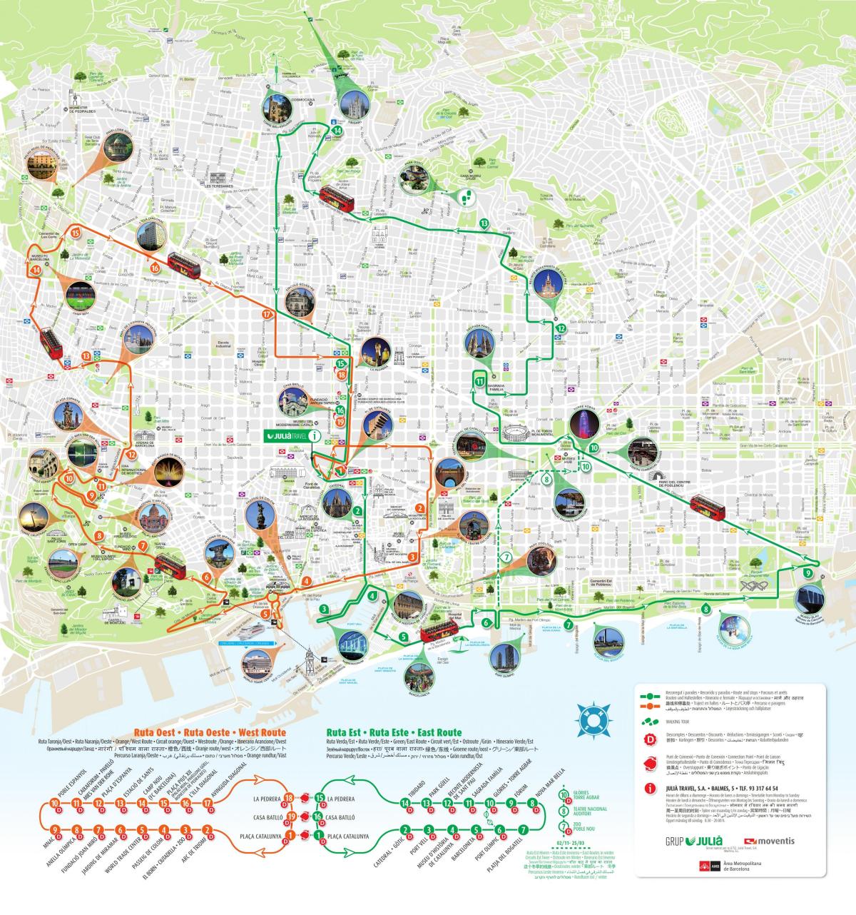 mapa barcelona turistických lokalit