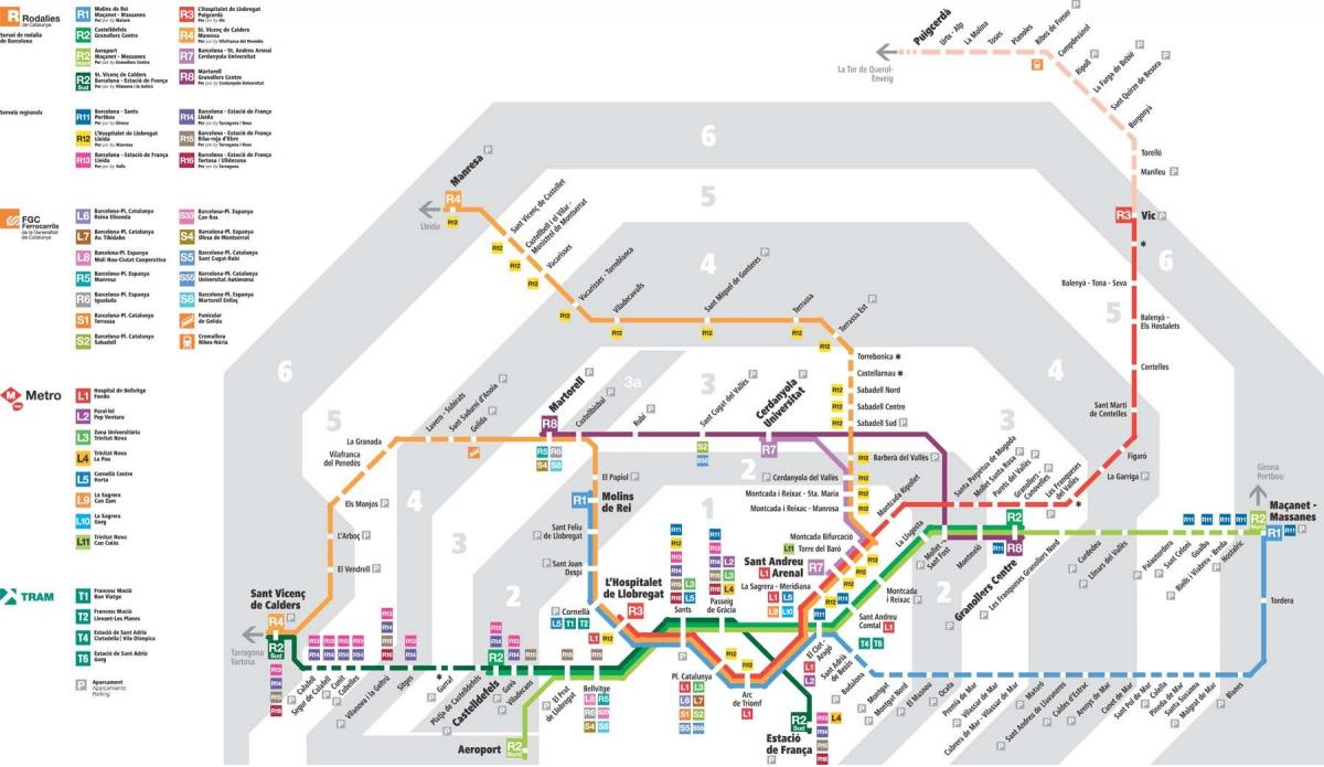 barcelona mapa vlak