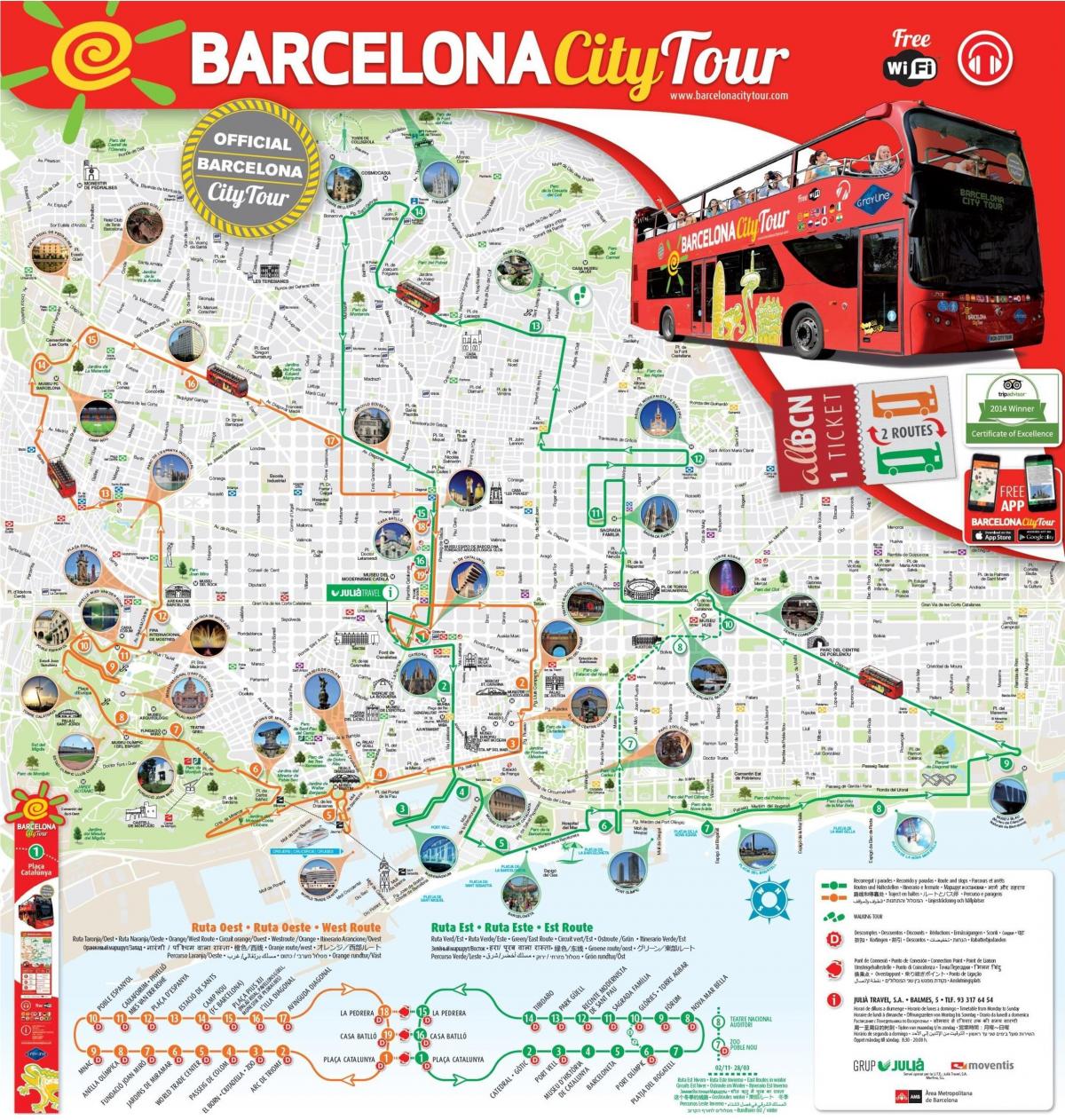 red bus tour barcelona mapě