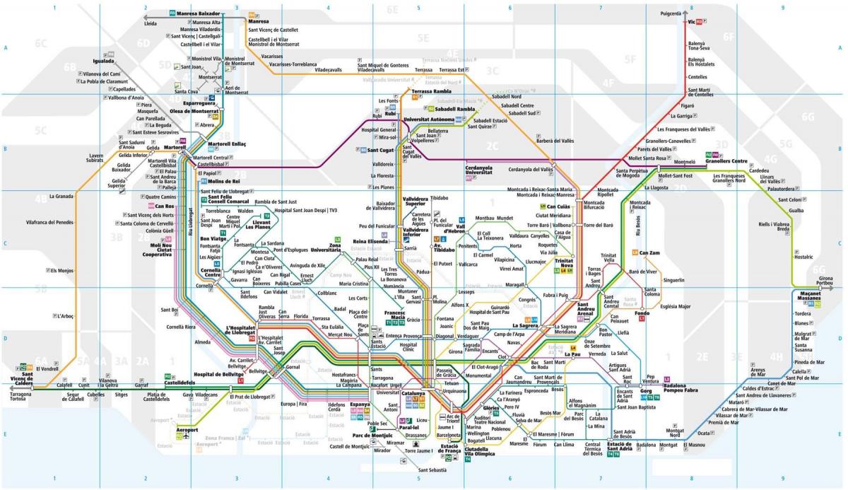 barcelona příměstské železniční mapě