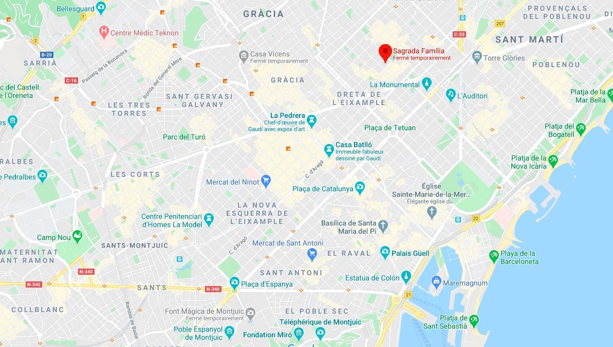 mapa barcelonské katedrály