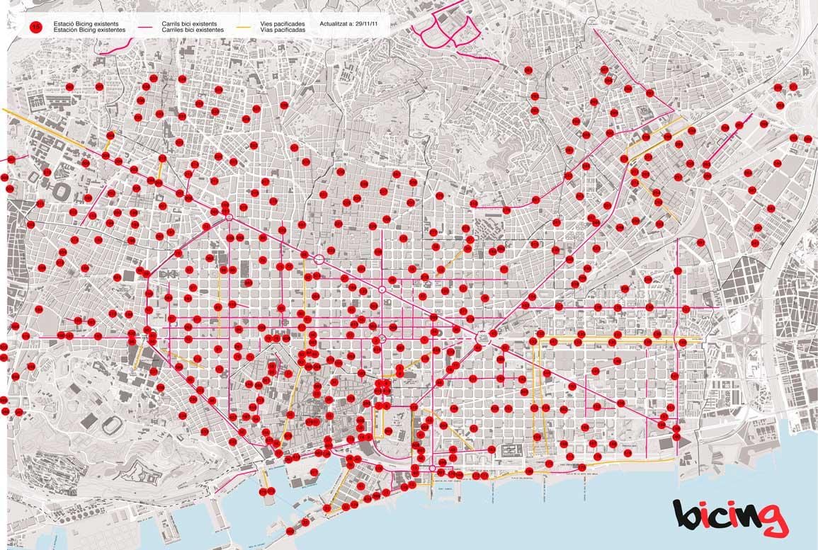 bicing barcelona mapě