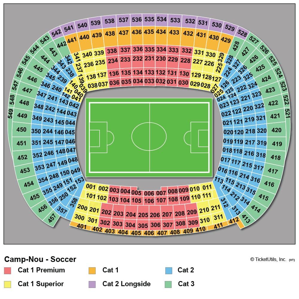 camp nou sedadla mapě