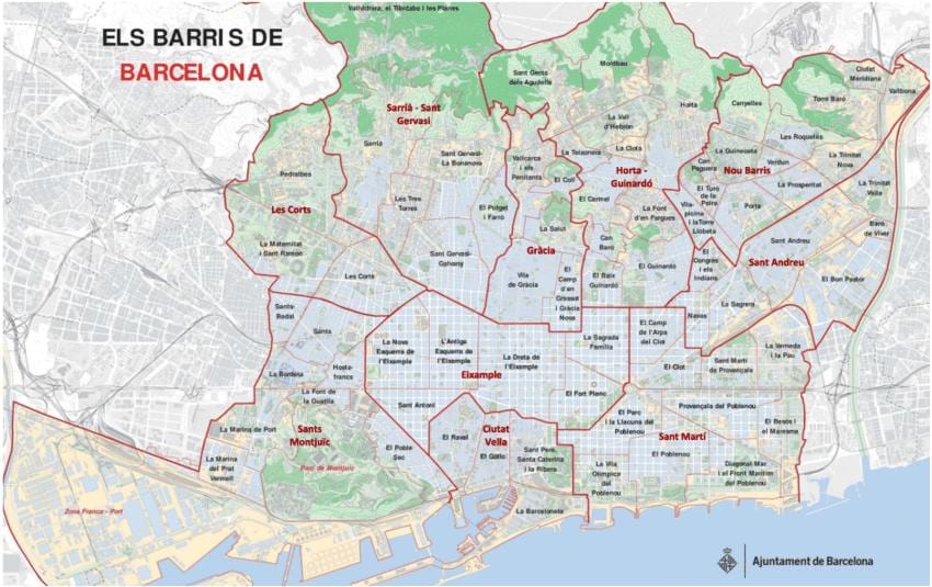 mapa oblasti v barceloně