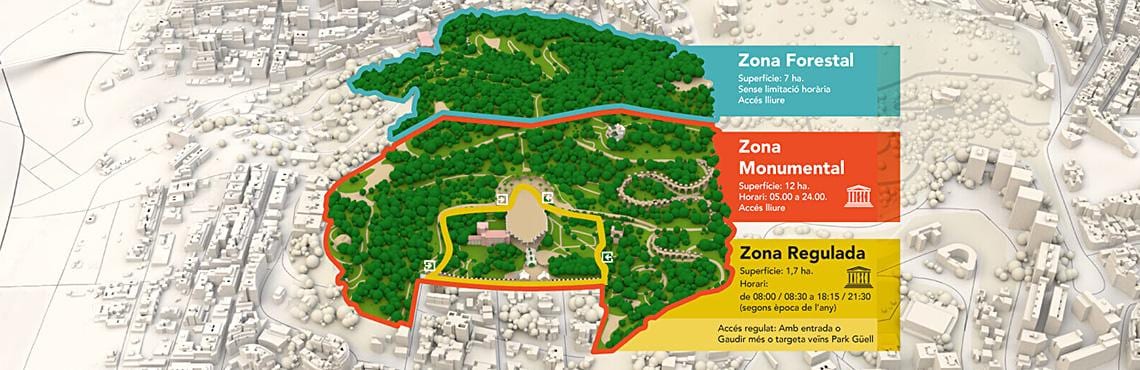 gaudího park barcelona mapě