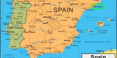 Mapa španělsko a barcelona
