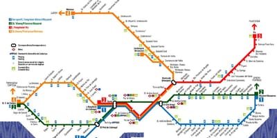 Barcelona vlak mapě z letiště