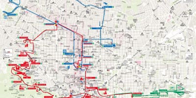 Barcelona bus turistic červená čára mapě