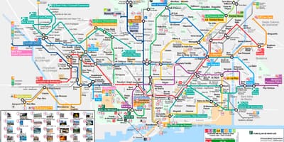 Barcelona metro map turistických atrakcí