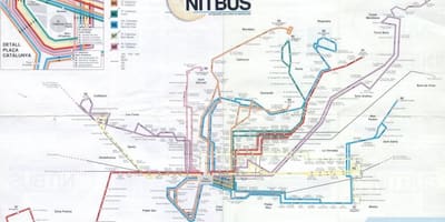 Mapa barcelona noční autobus