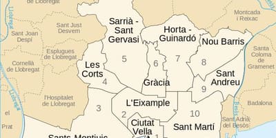 Mapa barcelona okresů španělsko