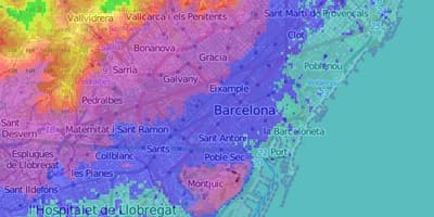 Mapa barcelona topografické