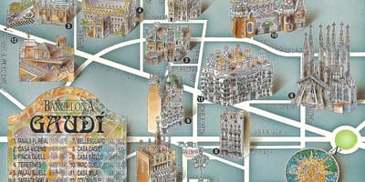 Gaudi mapě z barcelona