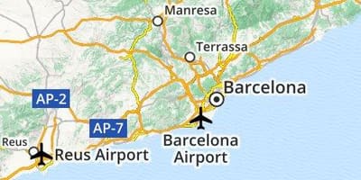 Letiště Barcelona mapa umístění